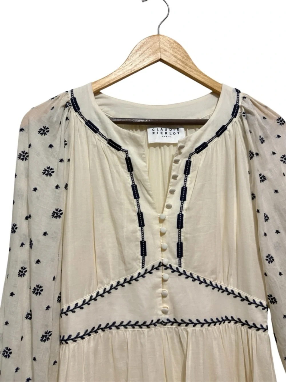 Cream Embroidered CLAUDIE Pierlot Paris  Boho dress - Picture 5 of 16